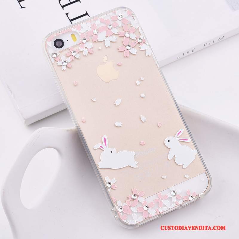 Custodia iPhone 5/5s Silicone Rosa Tutto Incluso, Cover iPhone 5/5s Protezione Morbidotelefono