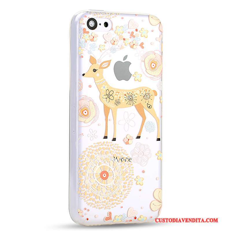 Custodia iPhone 5c Cartone Animato Coperchio Posteriore Anti-caduta, Cover iPhone 5c Creativo Giallo Tutto Incluso