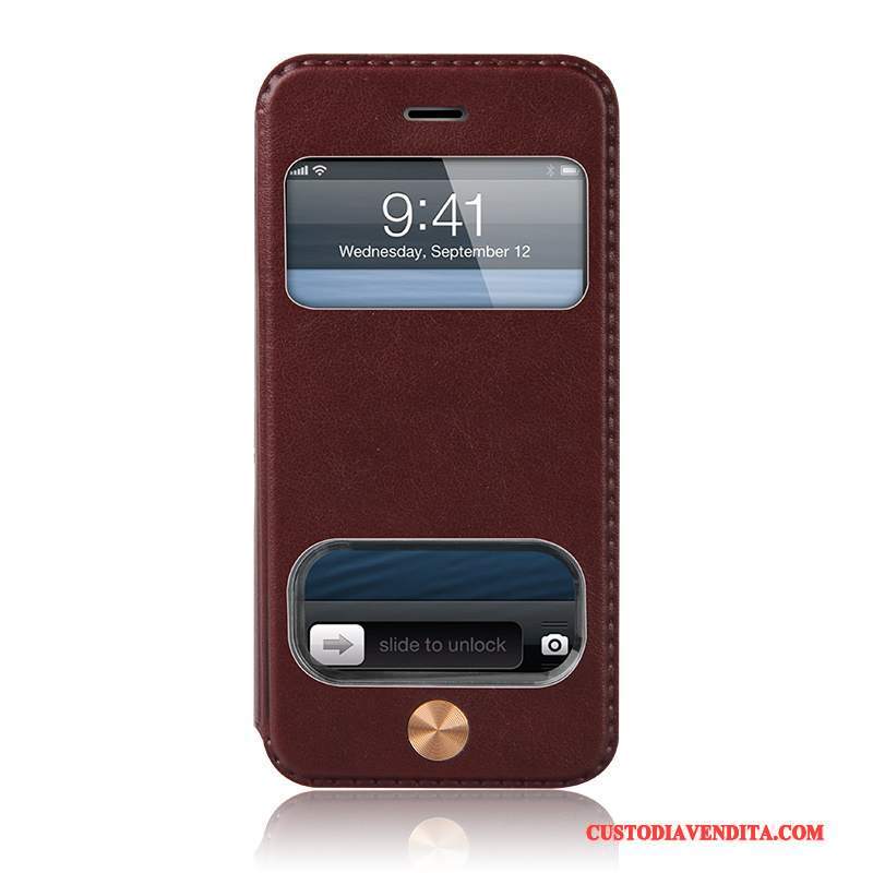 Custodia iPhone 5c Pelle Finestra Aperta Supporto, Cover iPhone 5c Folio Borsetelefono