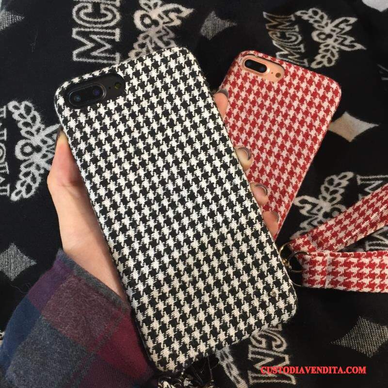 Custodia iPhone 6/6s Creativo Uccello Nero, Cover iPhone 6/6s A Quadri Flanella