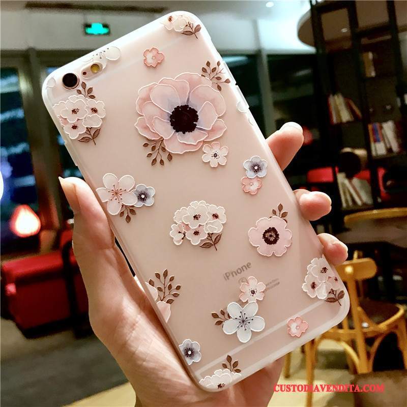 Custodia iPhone 6/6s Goffratura Anti-caduta Nuovo, Cover iPhone 6/6s Silicone Rosa Morbido