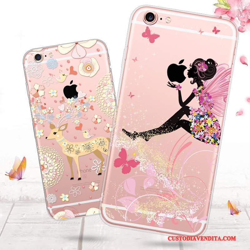 Custodia iPhone 6/6s Plus Cartone Animato Morbido Trasparente, Cover iPhone 6/6s Plus Silicone Tutto Incluso Rosa