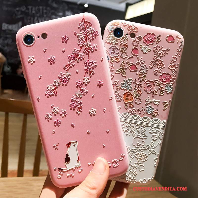 Custodia iPhone 6/6s Plus Cartone Animato Ornamenti Appesi Anti-caduta, Cover iPhone 6/6s Plus Rosa Gattino