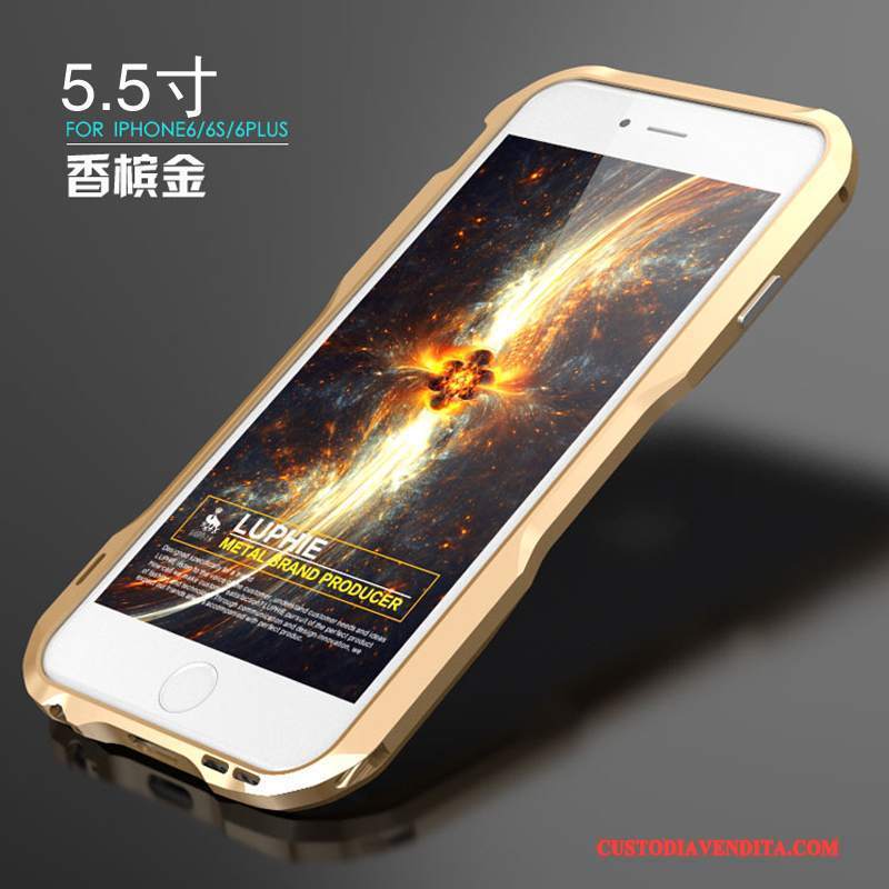 Custodia iPhone 6/6s Plus Creativo Telaio Oro, Cover iPhone 6/6s Plus Telefono Tendenza