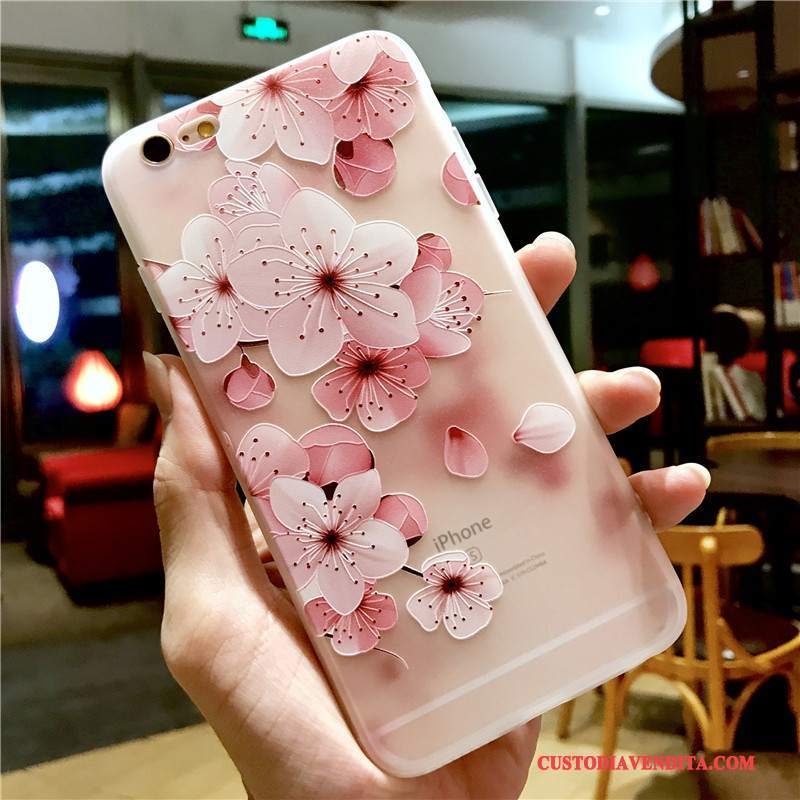 Custodia iPhone 6/6s Plus Goffratura Anti-caduta Rosa, Cover iPhone 6/6s Plus Silicone Marchio Di Tendenza Tutto Incluso