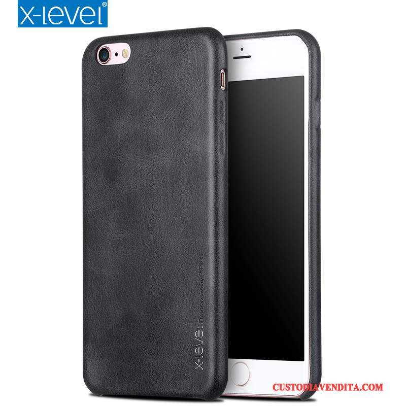 Custodia iPhone 6/6s Plus Pelle Lusso Di Personalità, Cover iPhone 6/6s Plus Telefono Nero