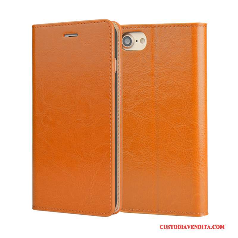 Custodia iPhone 6/6s Plus Pelle Qualità Arancione, Cover iPhone 6/6s Plus Protezione Anti-caduta Affari