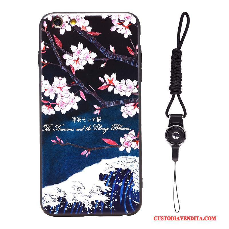 Custodia iPhone 6/6s Plus Vintage Telefono Gru, Cover iPhone 6/6s Plus Goffratura Ornamenti Appesi Onde Del Mare