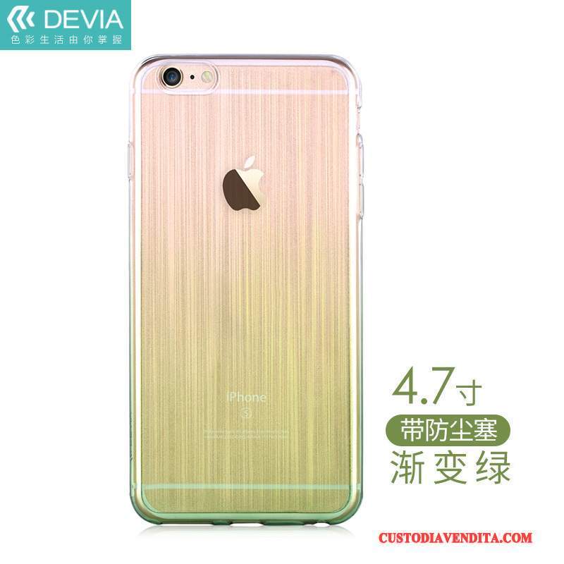 Custodia iPhone 6/6s Silicone Trasparente Tendenza, Cover iPhone 6/6s Protezione Anti-caduta Verde