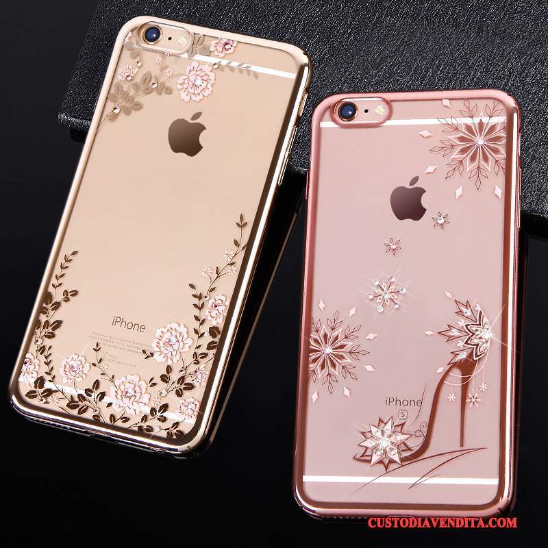 Custodia iPhone 6/6s Strass Telefono Trasparente, Cover iPhone 6/6s Tutto Incluso Oro