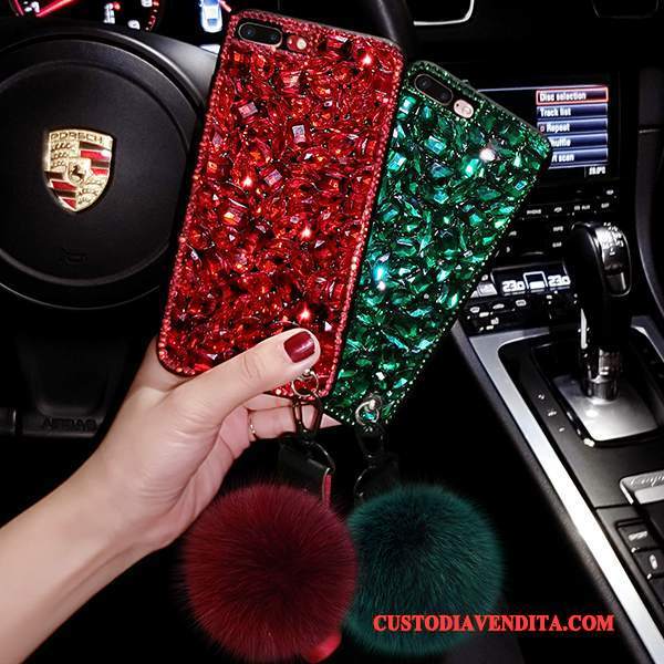 Custodia iPhone 6/6s Strass Tutto Incluso Rosso, Cover iPhone 6/6s Silicone Anti-caduta Morbido