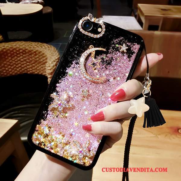 Custodia iPhone 7 Creativo Di Personalità Flusso, Cover iPhone 7 Strass Telefono Liquido