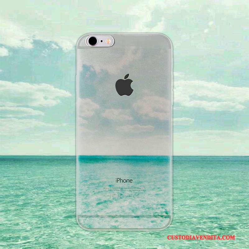 Custodia iPhone 7 Creativo Morbido Verde, Cover iPhone 7 Protezione Semplici Trasparente