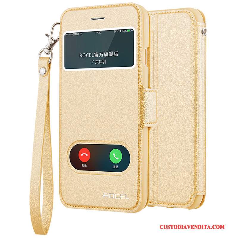 Custodia iPhone 7 Folio Oro Ornamenti Appesi, Cover iPhone 7 Silicone Telefono Tendenza