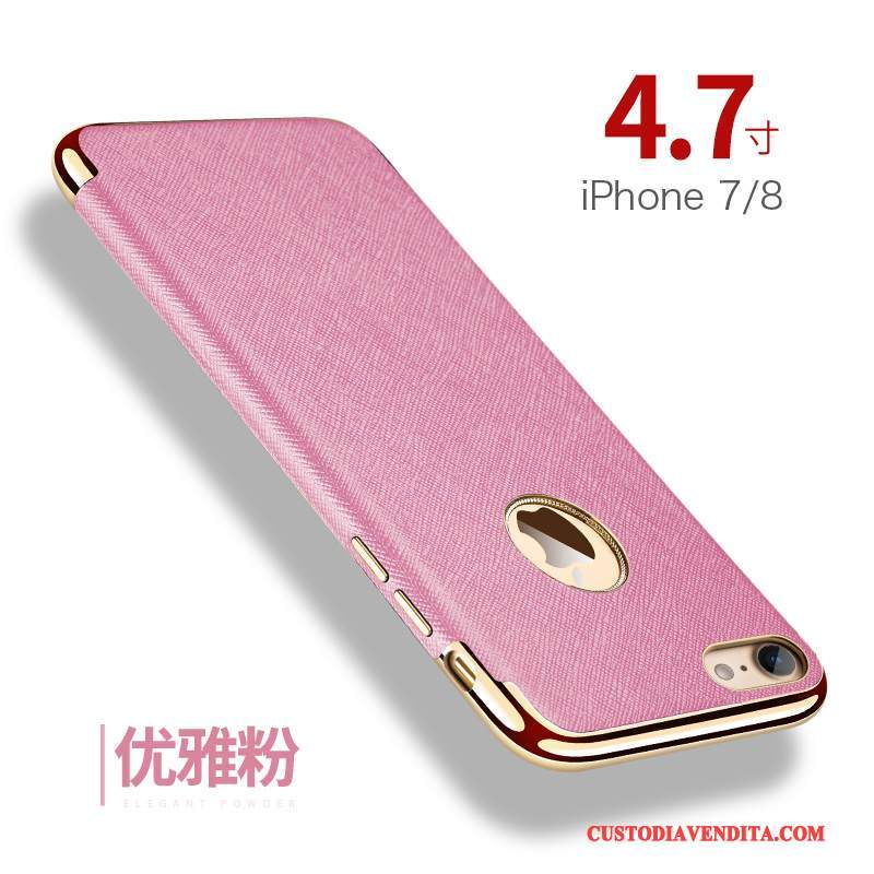 Custodia iPhone 7 Pelle Rosa Anti-caduta, Cover iPhone 7 Protezione Magnetico Morbido