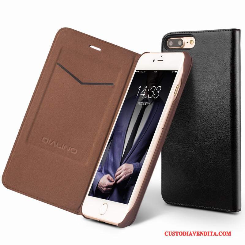 Custodia iPhone 7 Pelle Telefono Nero, Cover iPhone 7 Protezione Affari