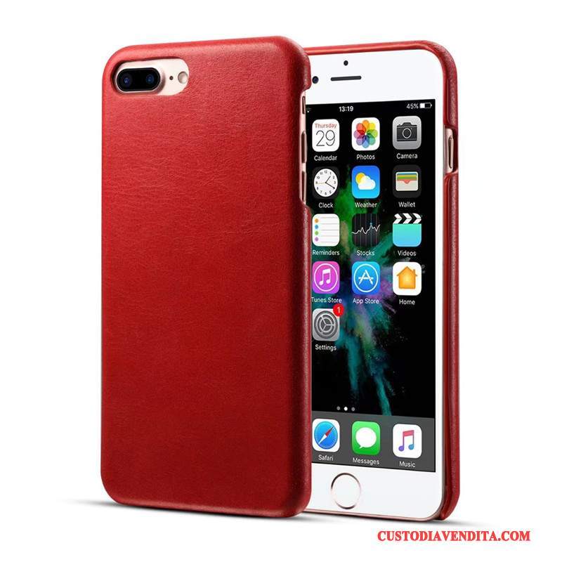 Custodia iPhone 7 Plus Pelle Affari Rosso, Cover iPhone 7 Plus Protezione Telefono Anti-caduta
