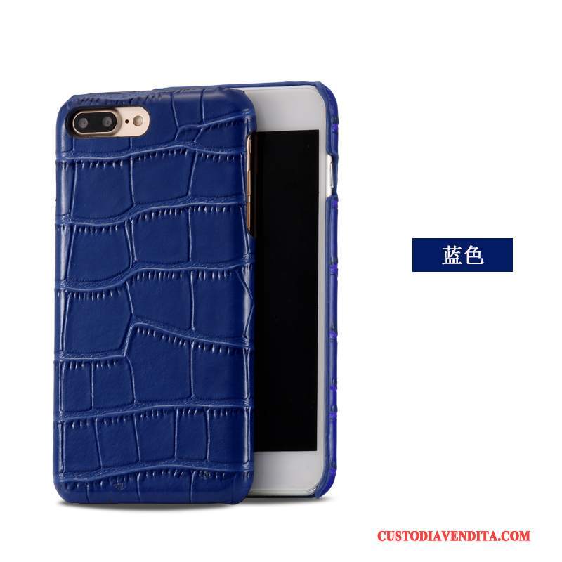 Custodia iPhone 7 Plus Pelle Anti-caduta Modello Coccodrillo, Cover iPhone 7 Plus Protezione Coperchio Posteriore Blu