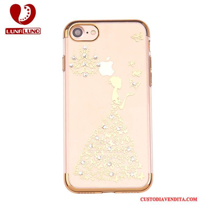 Custodia iPhone 7 Plus Protezione Morbidotelefono, Cover iPhone 7 Plus Strass Tendenza Oro