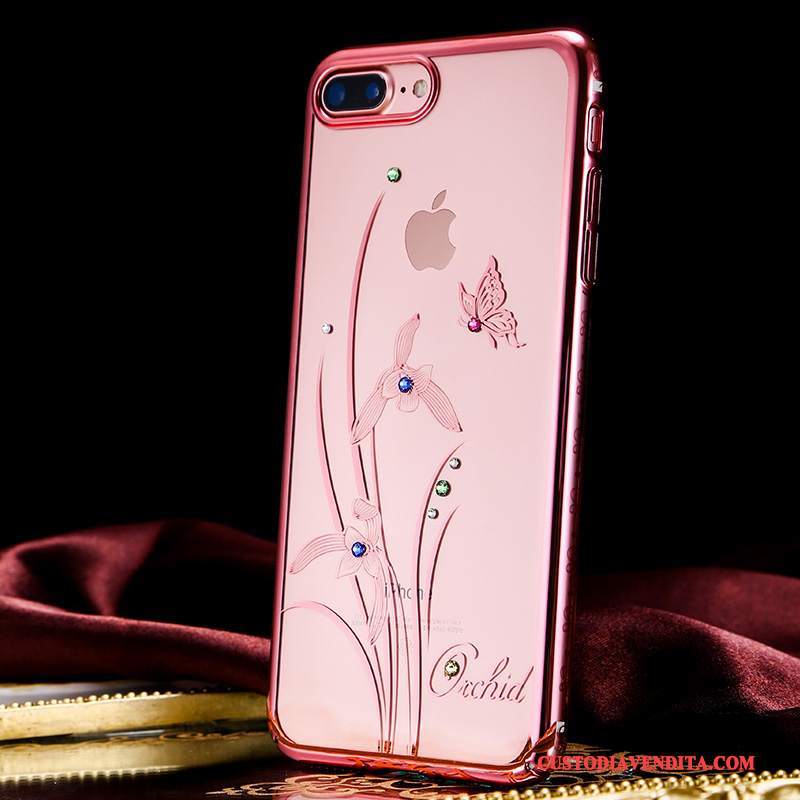 Custodia iPhone 7 Plus Strass Difficile Rosa, Cover iPhone 7 Plus Protezione Lussotelefono