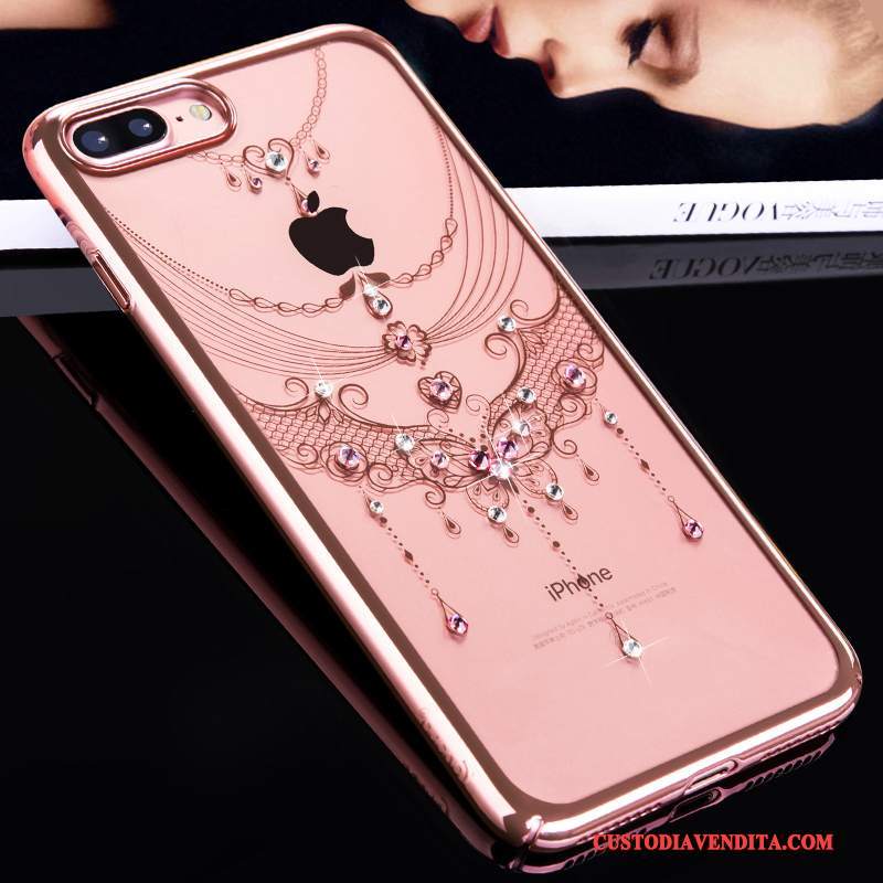 Custodia iPhone 7 Plus Strass Lusso Di Personalità, Cover iPhone 7 Plus Protezione Anti-caduta Rosa