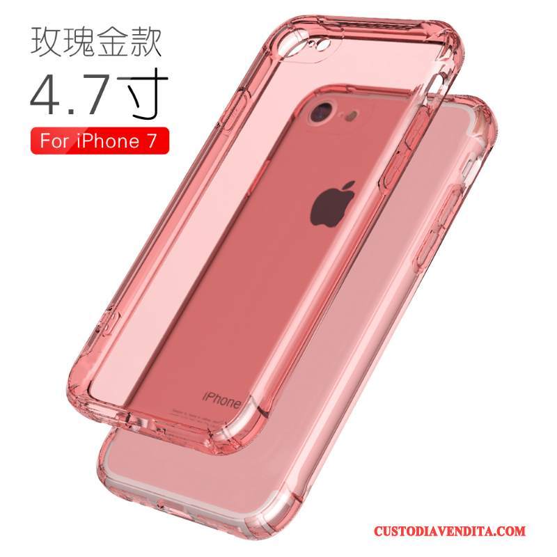 Custodia iPhone 7 Silicone Anti-caduta Rosa, Cover iPhone 7 Tutto Incluso Morbido