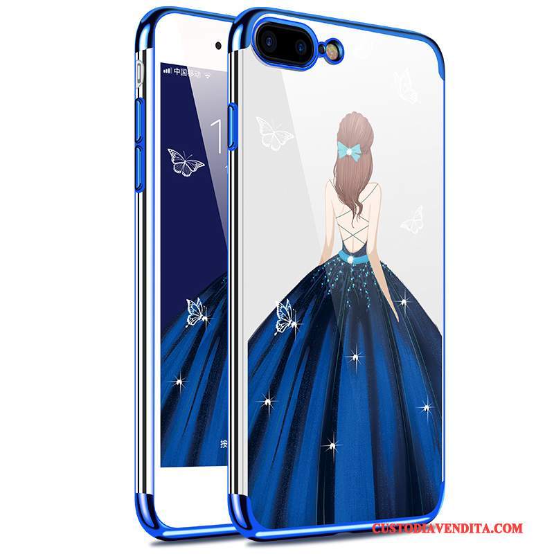 Custodia iPhone 7 Silicone Nuovo Blu, Cover iPhone 7 Sottile Placcatura