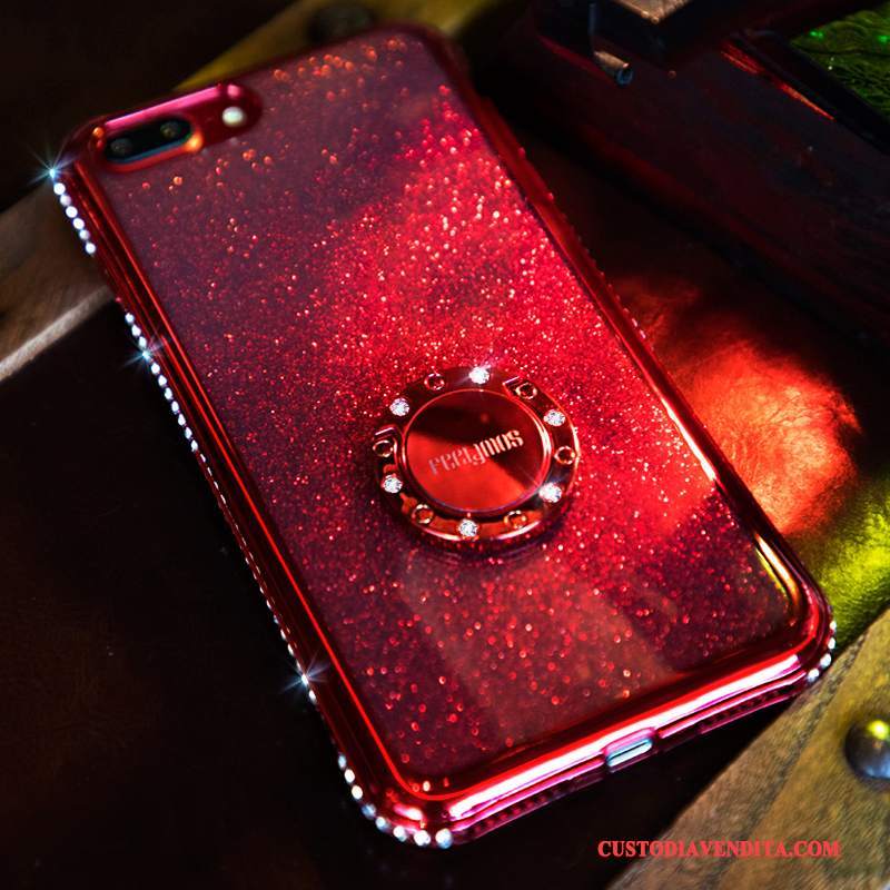 Custodia iPhone 7 Strass Elegante Anti-caduta, Cover iPhone 7 Silicone Ring Rosso