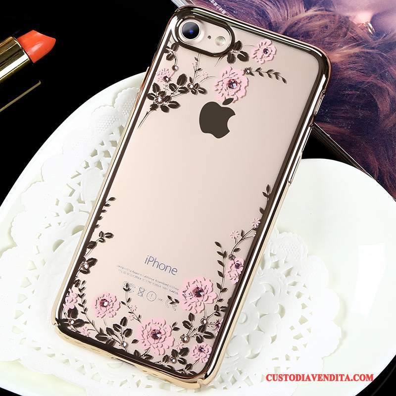 Custodia iPhone 7 Strass Lusso Nuovo, Cover iPhone 7 Marchio Di Tendenza Oro