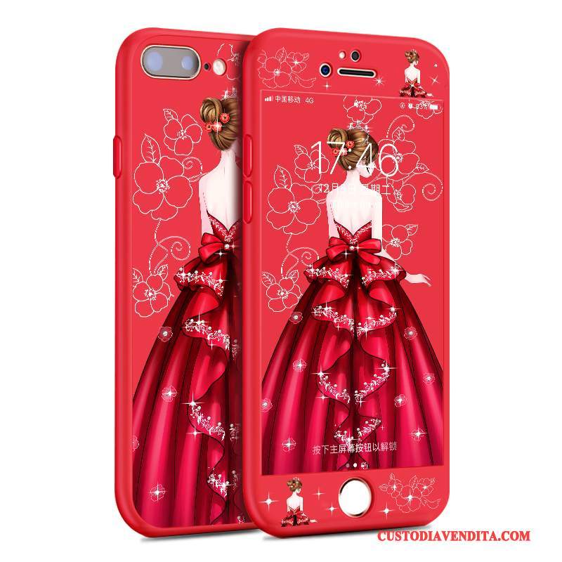 Custodia iPhone 8 Plus Cartone Animato Morbidotelefono, Cover iPhone 8 Plus Silicone Rosso Anti-caduta