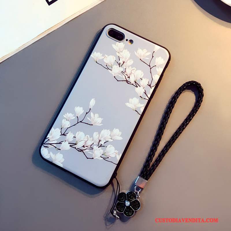 Custodia iPhone 8 Plus Goffratura Ornamenti Appesi Morbido, Cover iPhone 8 Plus Arte Tutto Incluso