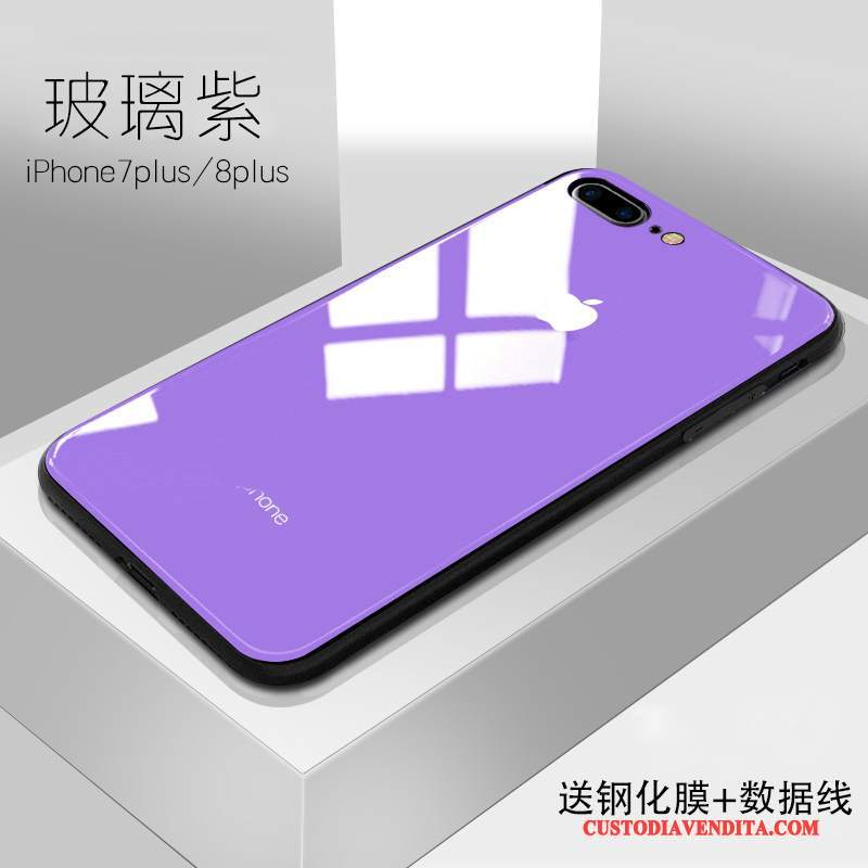 Custodia iPhone 8 Plus Marchio Di Tendenza Porpora, Cover iPhone 8 Plus Anti-caduta Coperchio Posteriore