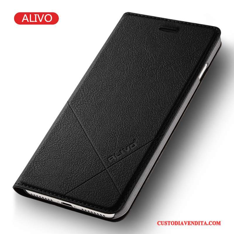 Custodia iPhone 8 Plus Pelle Tendenza Nero, Cover iPhone 8 Plus Folio Telefono Anti-caduta