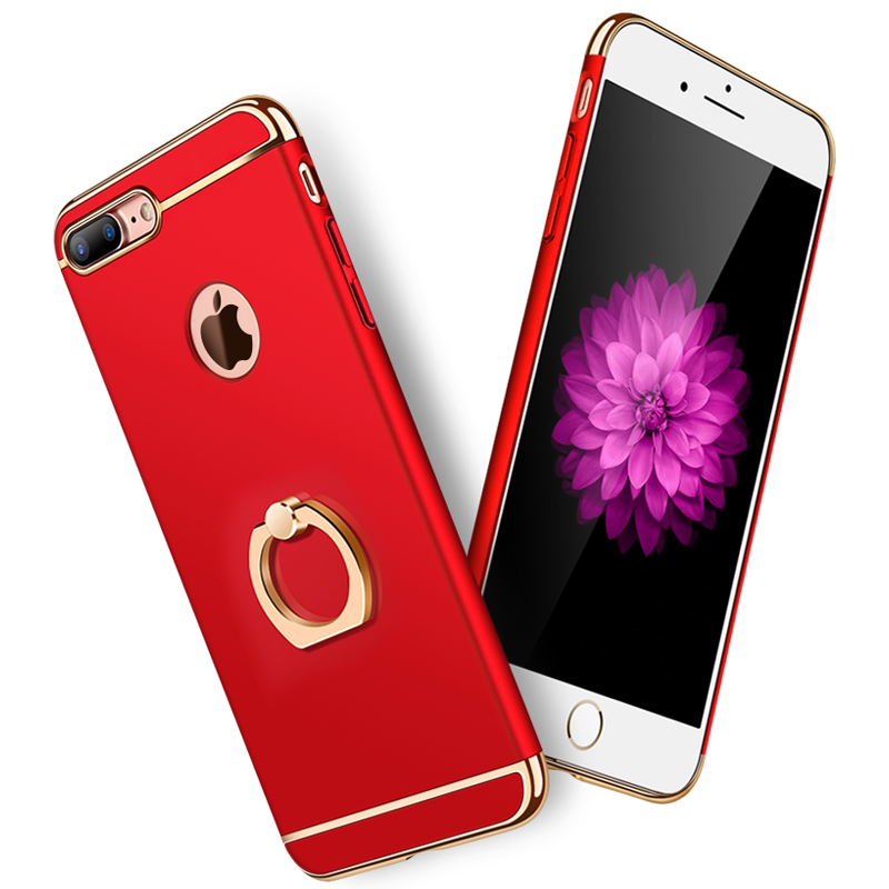 Custodia iPhone 8 Plus Protezione Rosso Tendenza, Cover iPhone 8 Plus Telefono Ring