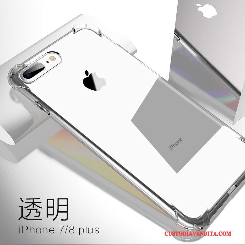 Custodia iPhone 8 Plus Silicone Rosatelefono, Cover iPhone 8 Plus Protezione Contro Le Esplosioni Bianco