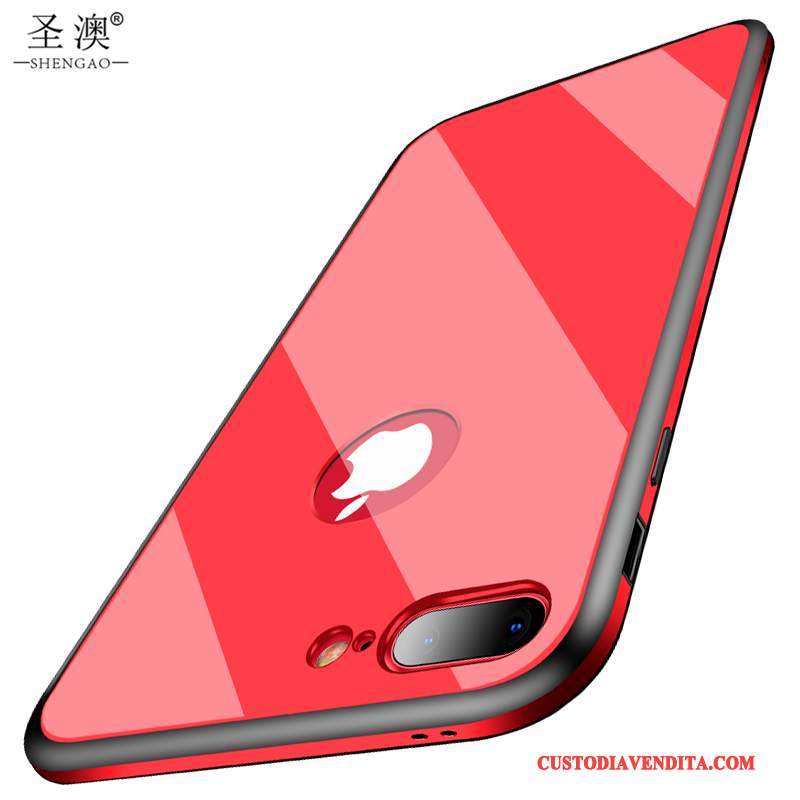 Custodia iPhone 8 Plus Silicone Rosso Metallo, Cover iPhone 8 Plus Protezione Tendenzatelefono