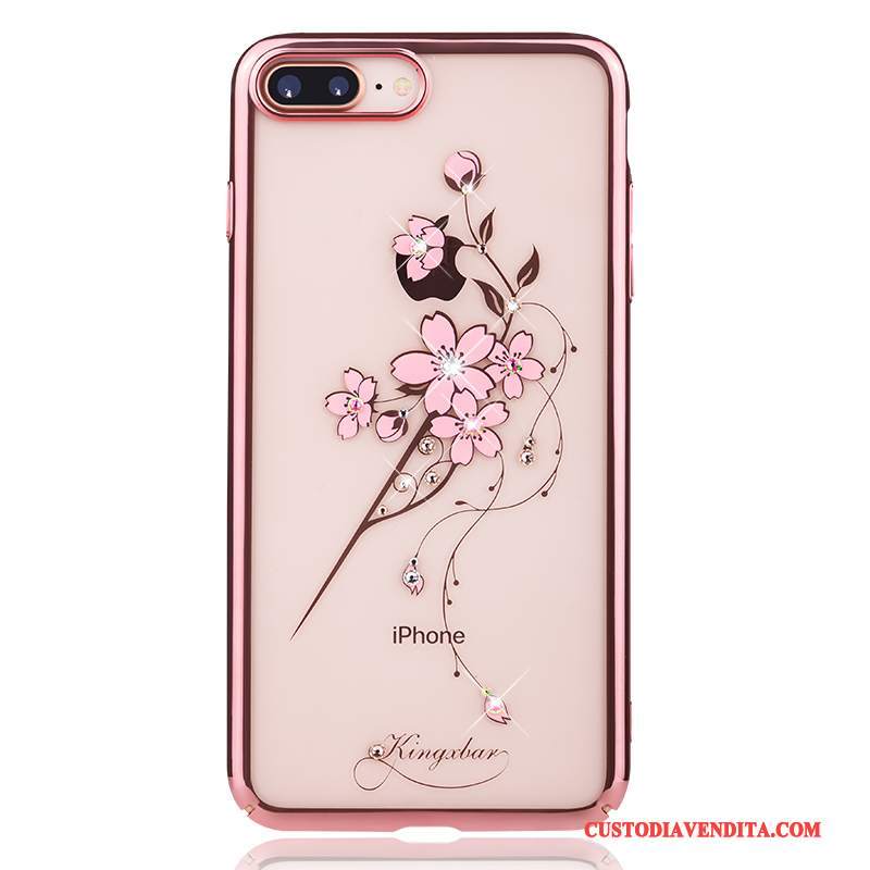 Custodia iPhone 8 Plus Strass Anti-caduta Ornamenti Appesi, Cover iPhone 8 Plus Tendenza Rosa