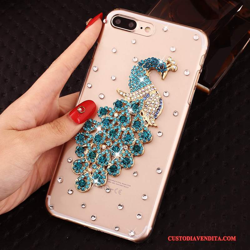 Custodia iPhone 8 Plus Strass Con Strass Blu, Cover iPhone 8 Plus Protezione Trasparente Nuovo