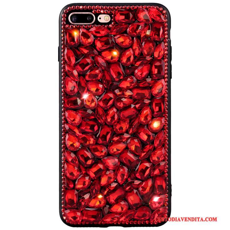 Custodia iPhone 8 Plus Strass Rosso Di Personalità, Cover iPhone 8 Plus Elegante Tendenza