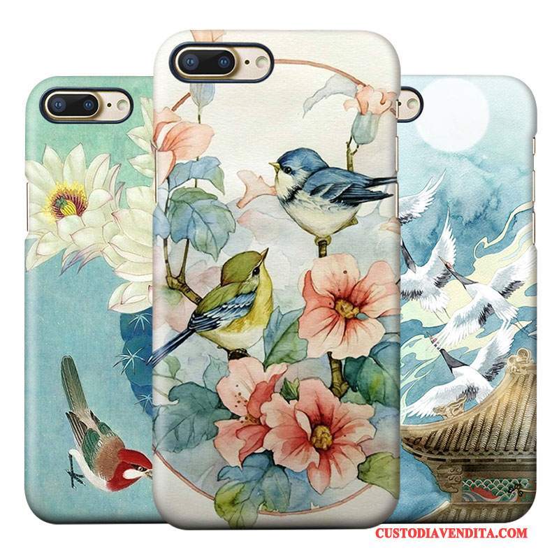 Custodia iPhone 8 Plus Vintage Telefono Macchiati, Cover iPhone 8 Plus Stile Cinese Anti-caduta