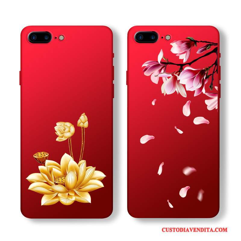 Custodia iPhone 8 Silicone Macchiatitelefono, Cover iPhone 8 Morbido Rosso