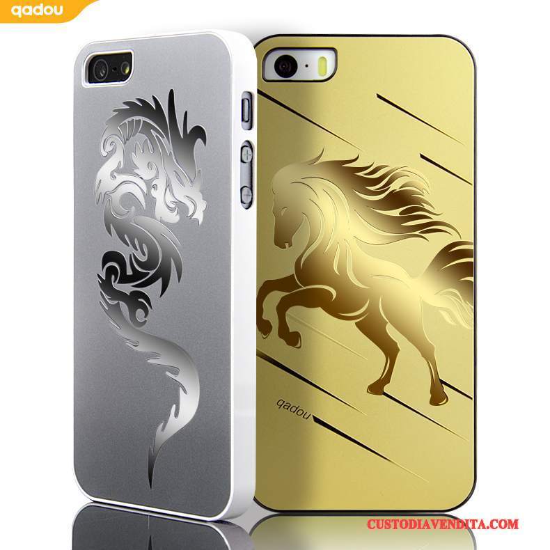 Custodia iPhone Se Argento Oro, Cover iPhone Se Telefono Metallo