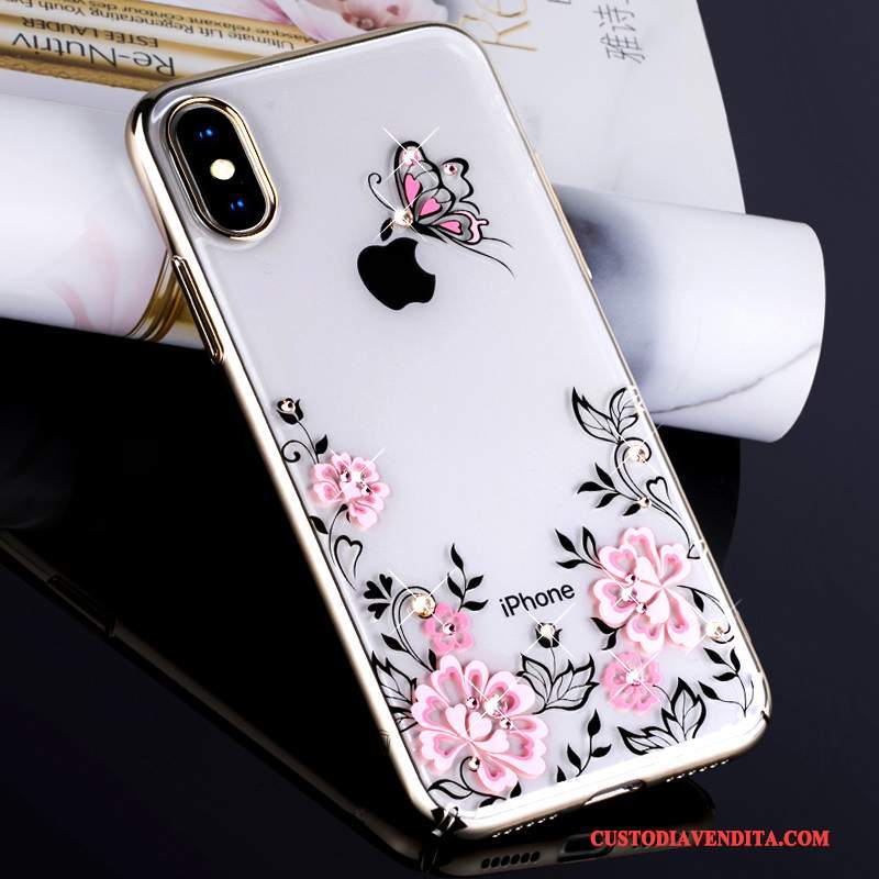 Custodia iPhone X Colore Trasparentetelefono, Cover iPhone X Strass Lusso Anti-caduta