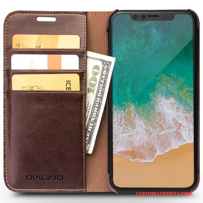 Custodia iPhone X Folio Affaritelefono, Cover iPhone X Pelle Carta Anti-caduta