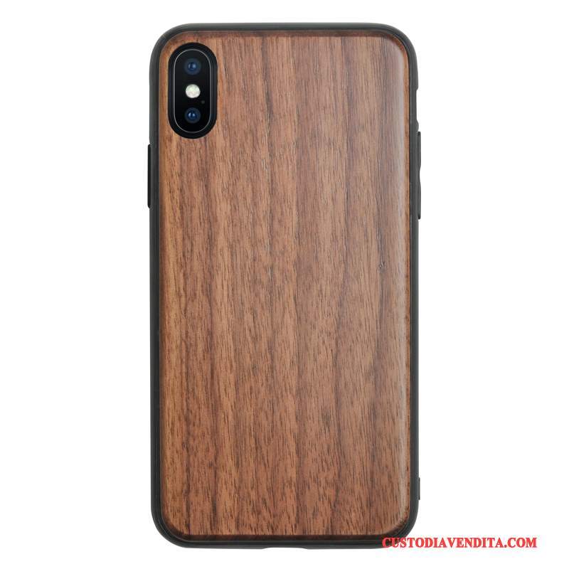 Custodia iPhone X Legno Massello Pu Legno, Cover iPhone X Protezione Telefono Tutto Incluso