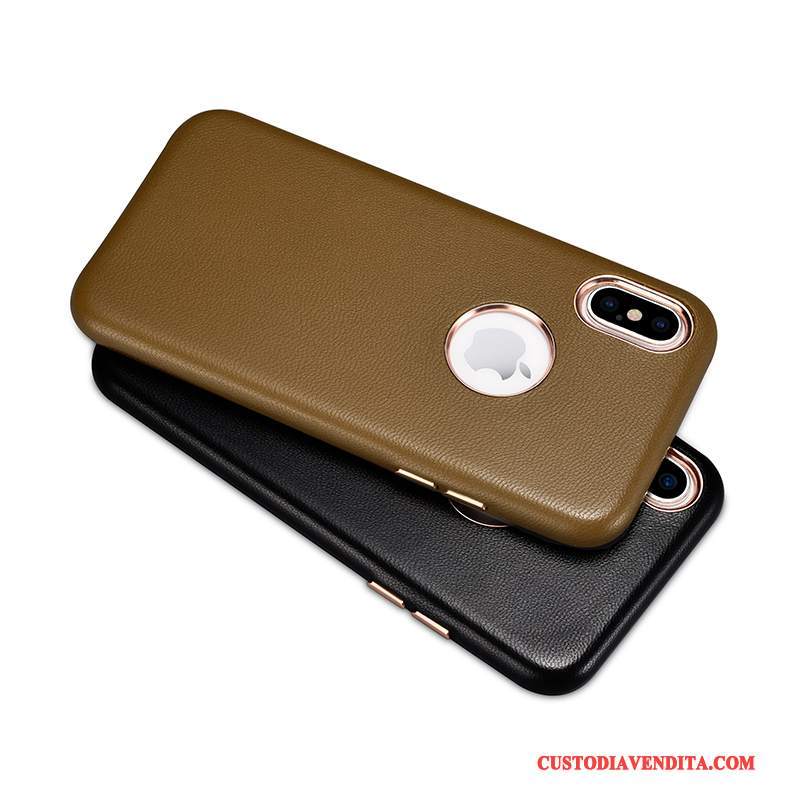 Custodia iPhone X Pelle Anti-caduta Affari, Cover iPhone X Protezione Chiarotelefono