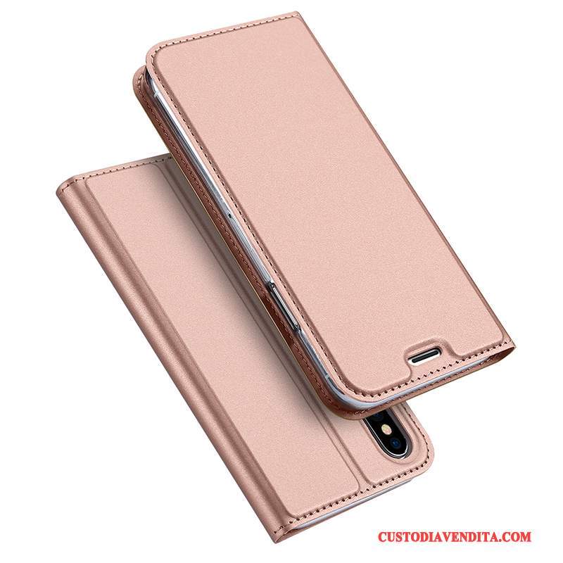 Custodia iPhone X Pelle Anti-caduta Rosa, Cover iPhone X Protezione Telefono Tutto Incluso