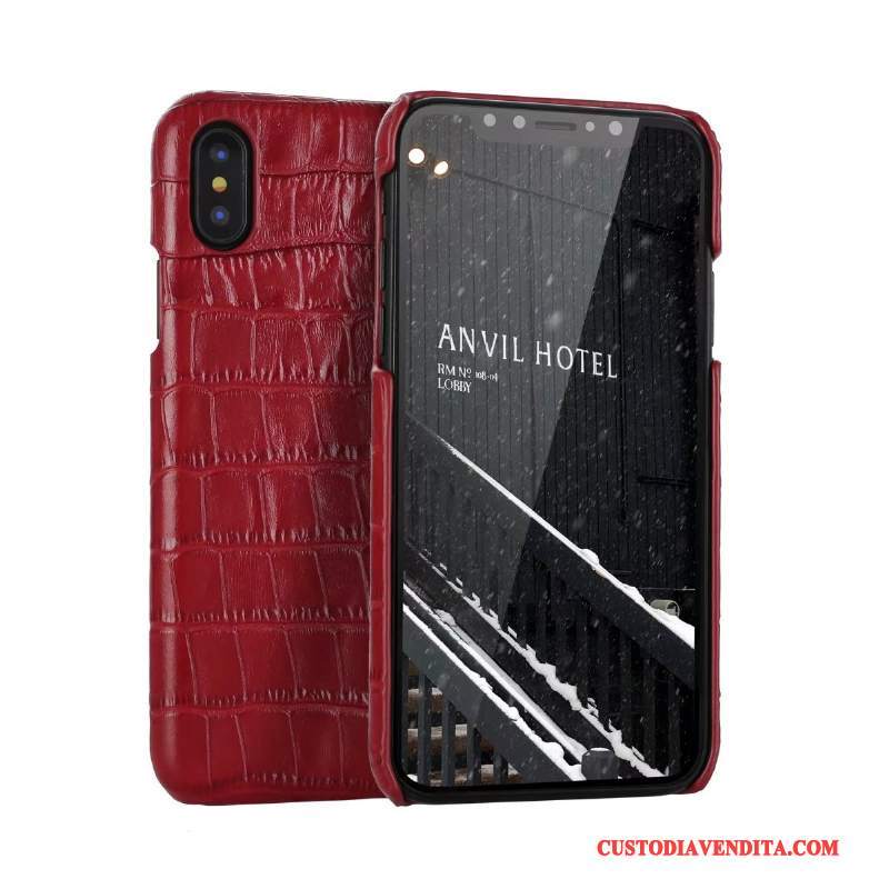 Custodia iPhone X Pelle Anti-cadutatelefono, Cover iPhone X Protezione Rosso Affari