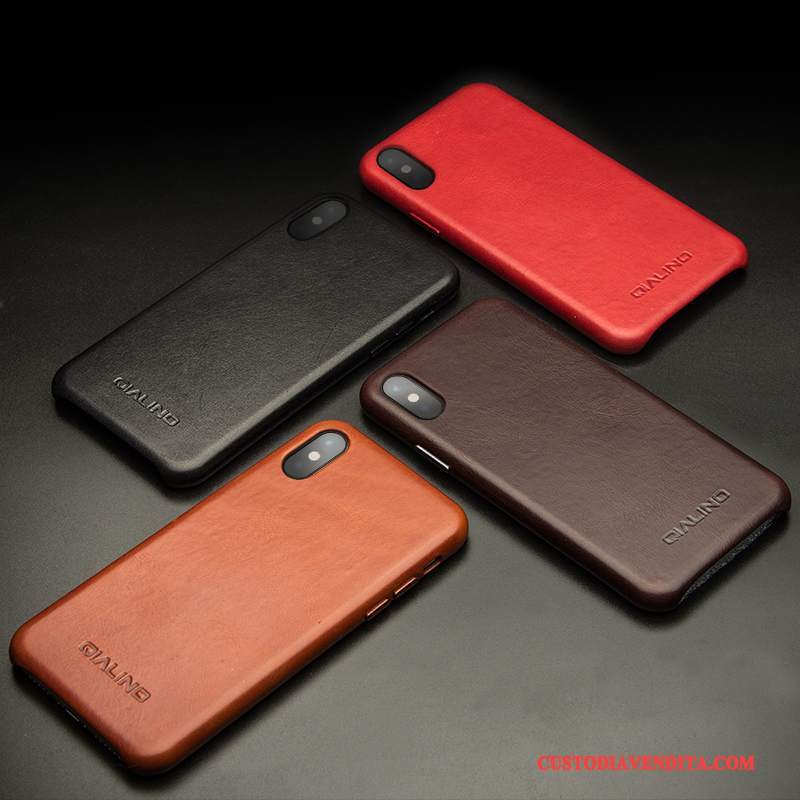 Custodia iPhone X Pelle Coperchio Posterioretelefono, Cover iPhone X Colore Semplici Affari