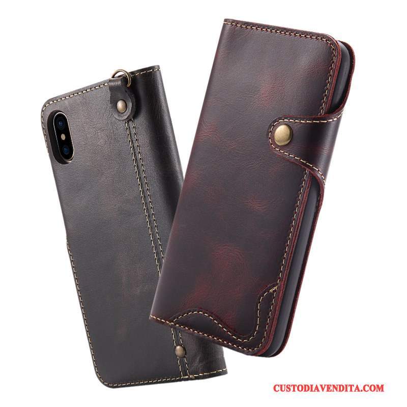 Custodia iPhone X Pelle Telefono Mucca, Cover iPhone X Protezione Anti-caduta Morbido